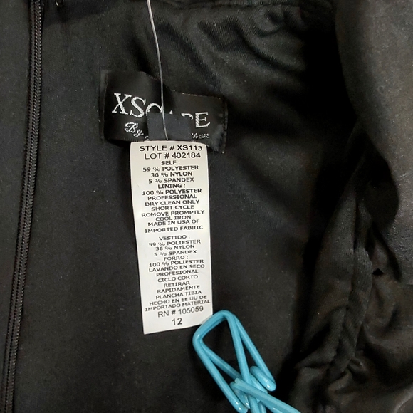 Xscape by Joanna Chen Black Ruched Cocktail Dress Ruffles - Picture 6 of 11